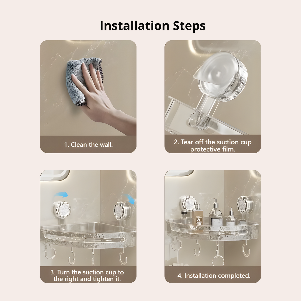 No-Drill Corner Shower Shelf