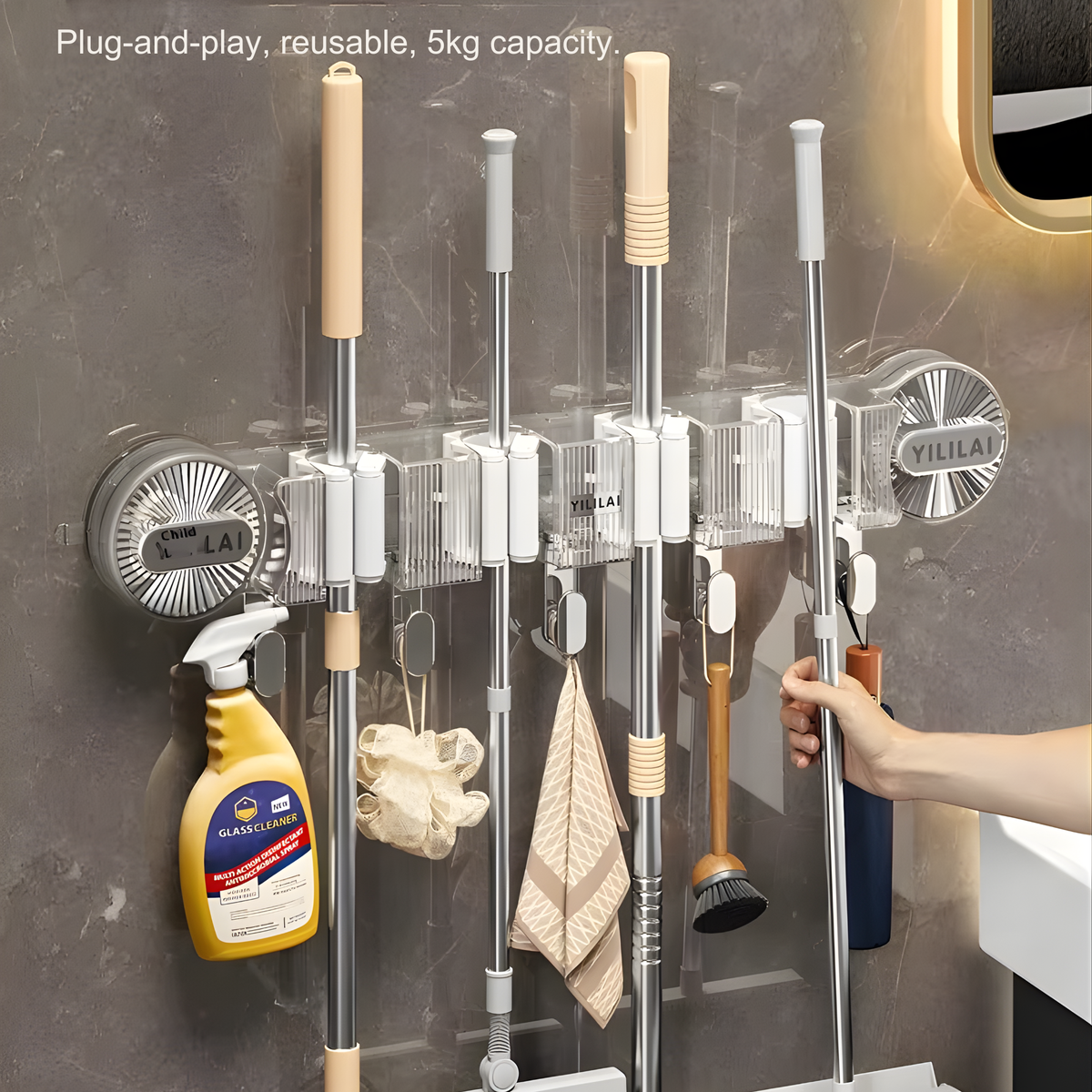 Wall Mounted Broom & Mop Holder