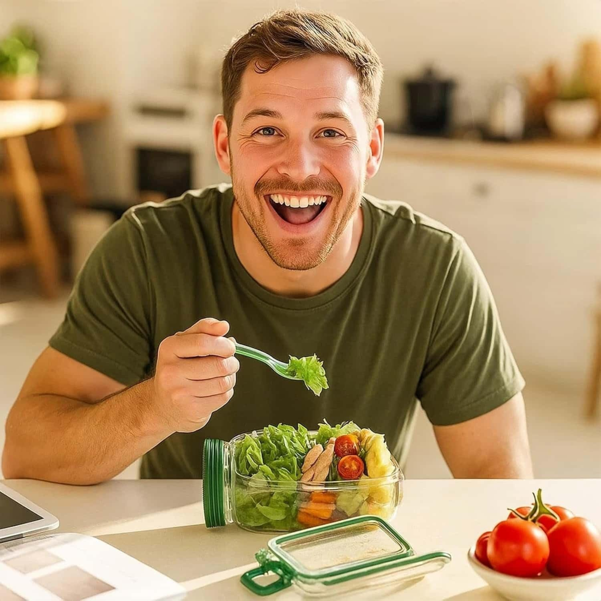Portable Salad Jar Container