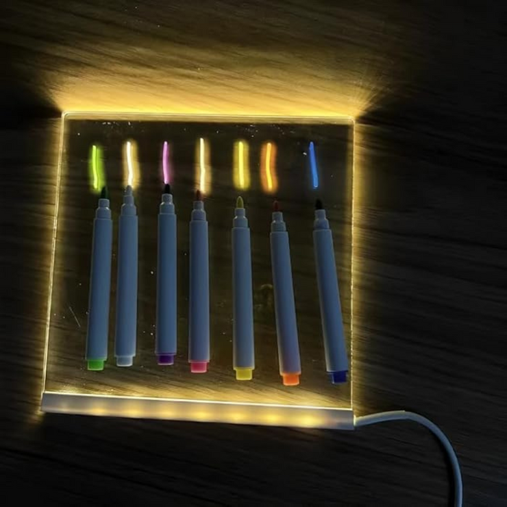 Glowing LED Writing and Doodle Board with Color Markers and Stand