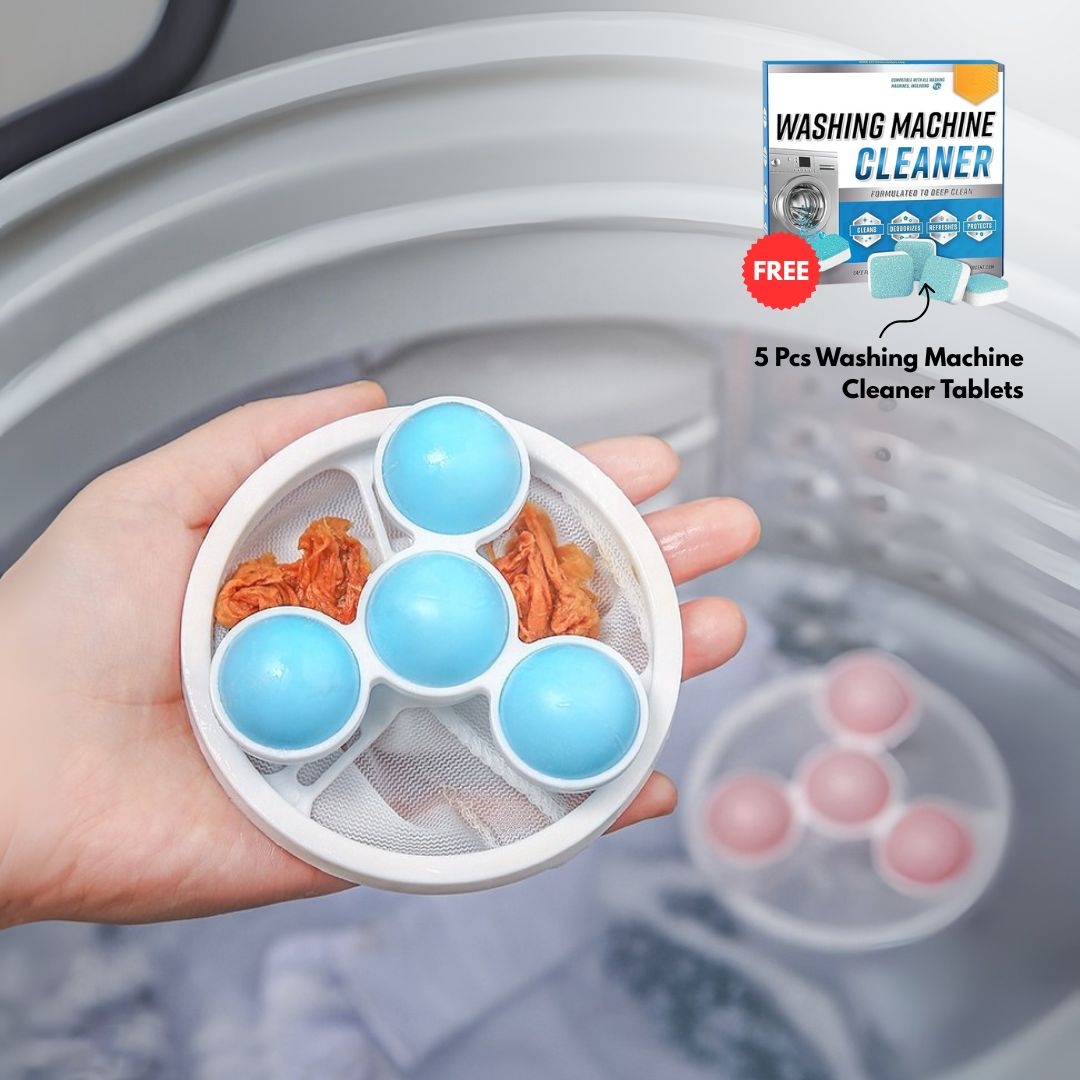 Washing Machine Hair and Lint Catcher (3 Pcs) +(Free 5Pcs Cleaner Tablets)
