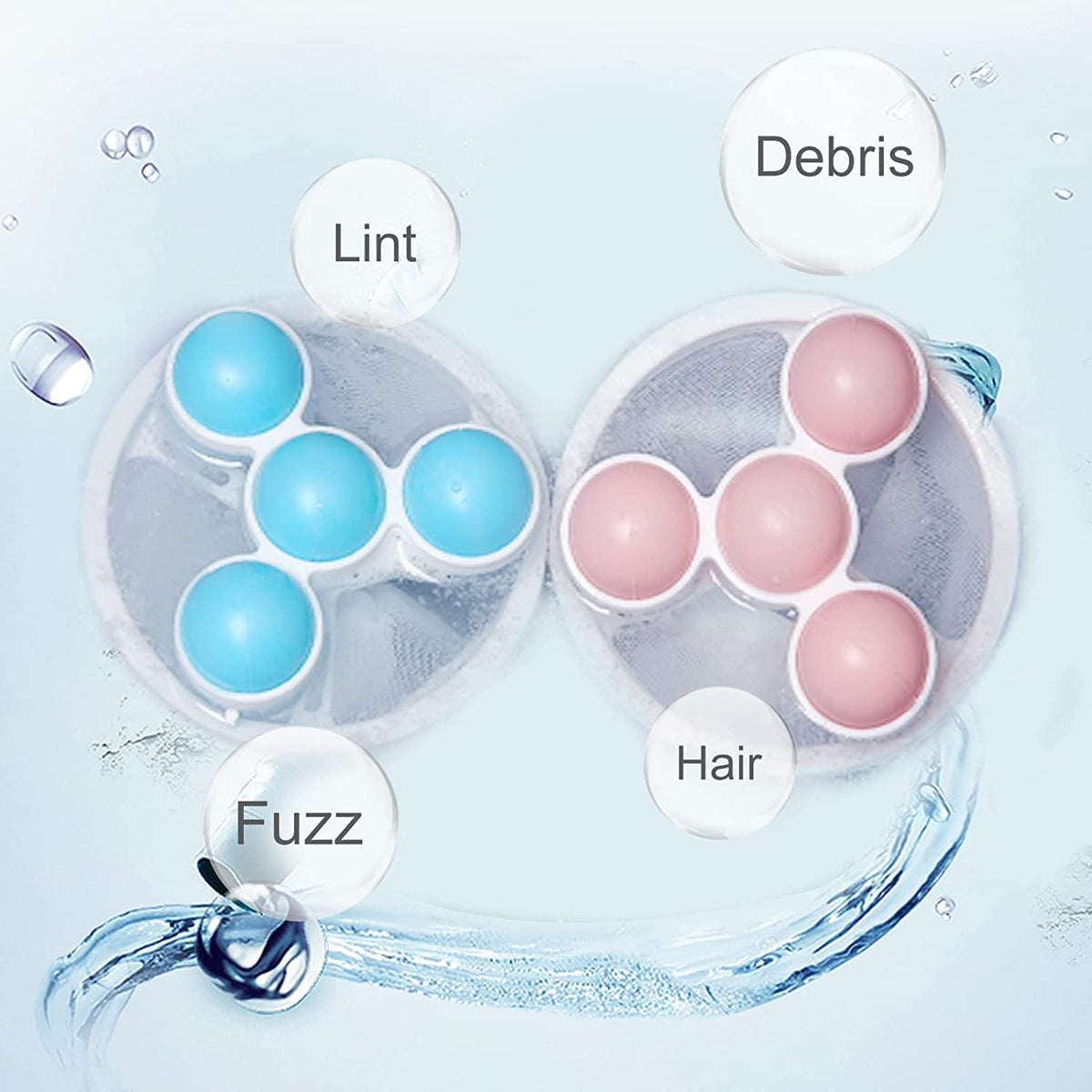 Washing Machine Hair and Lint Catcher (3 Pcs) +(Free 5Pcs Cleaner Tablets)