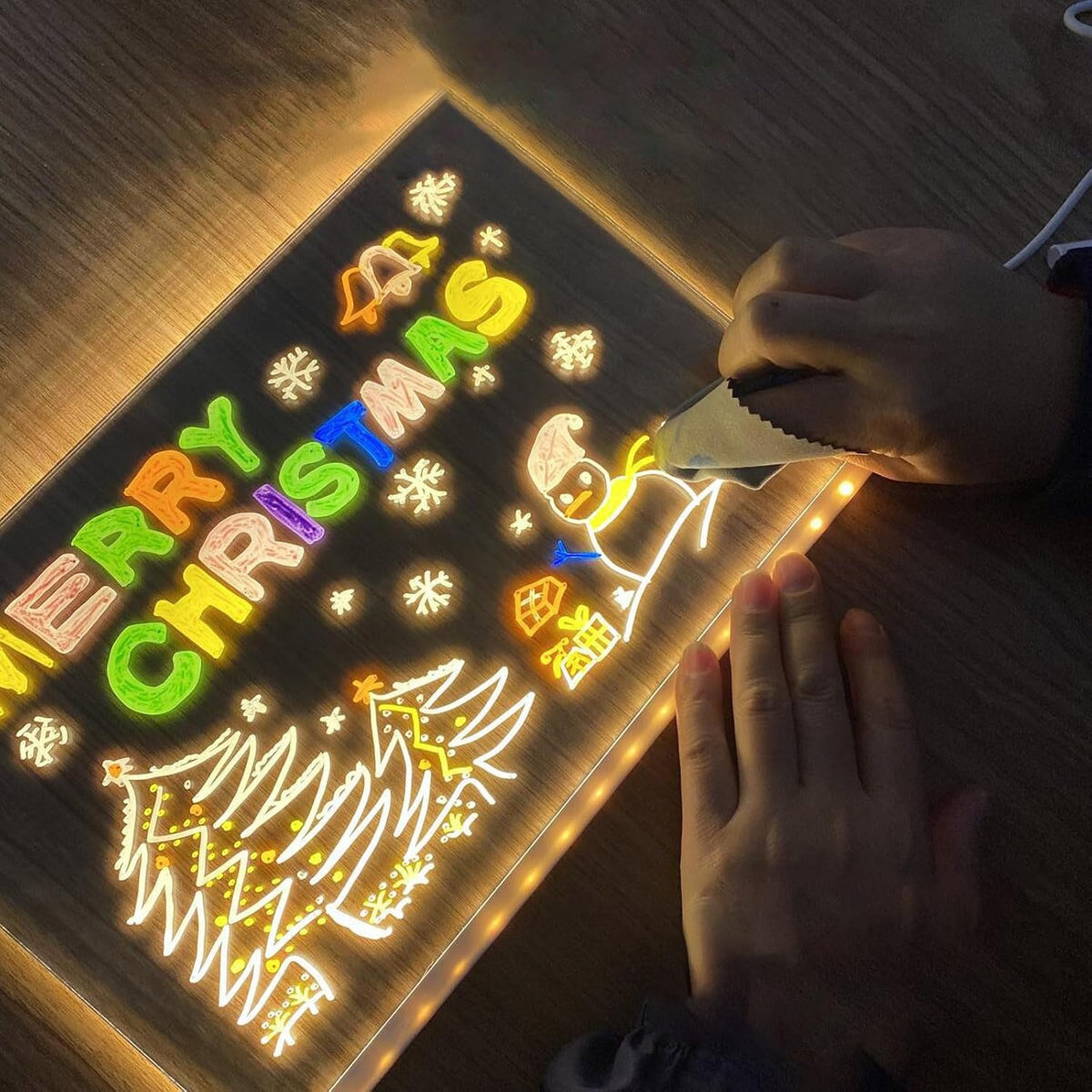 Glowing LED Writing and Doodle Board with Color Markers and Stand