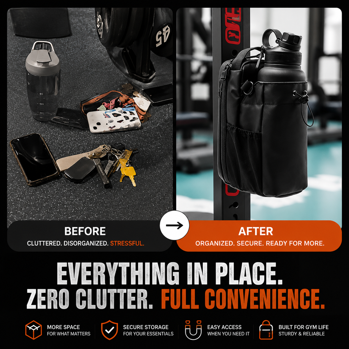 Magnetic Fitness Water Bottle Bag