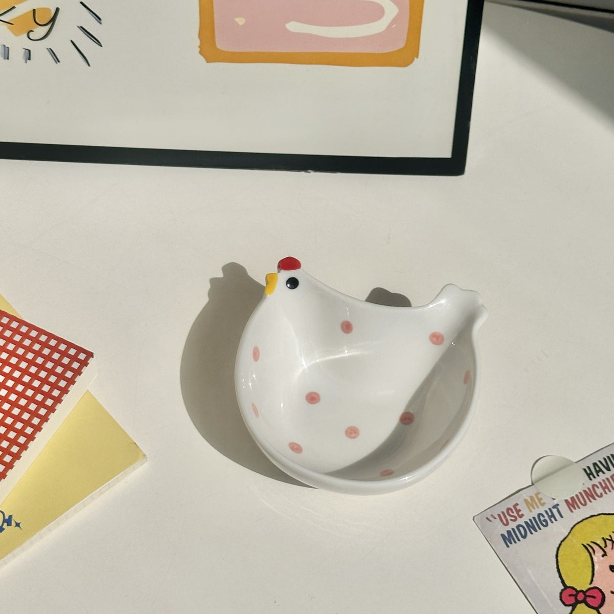 Hen-Shaped Ceramic Dip Bowls