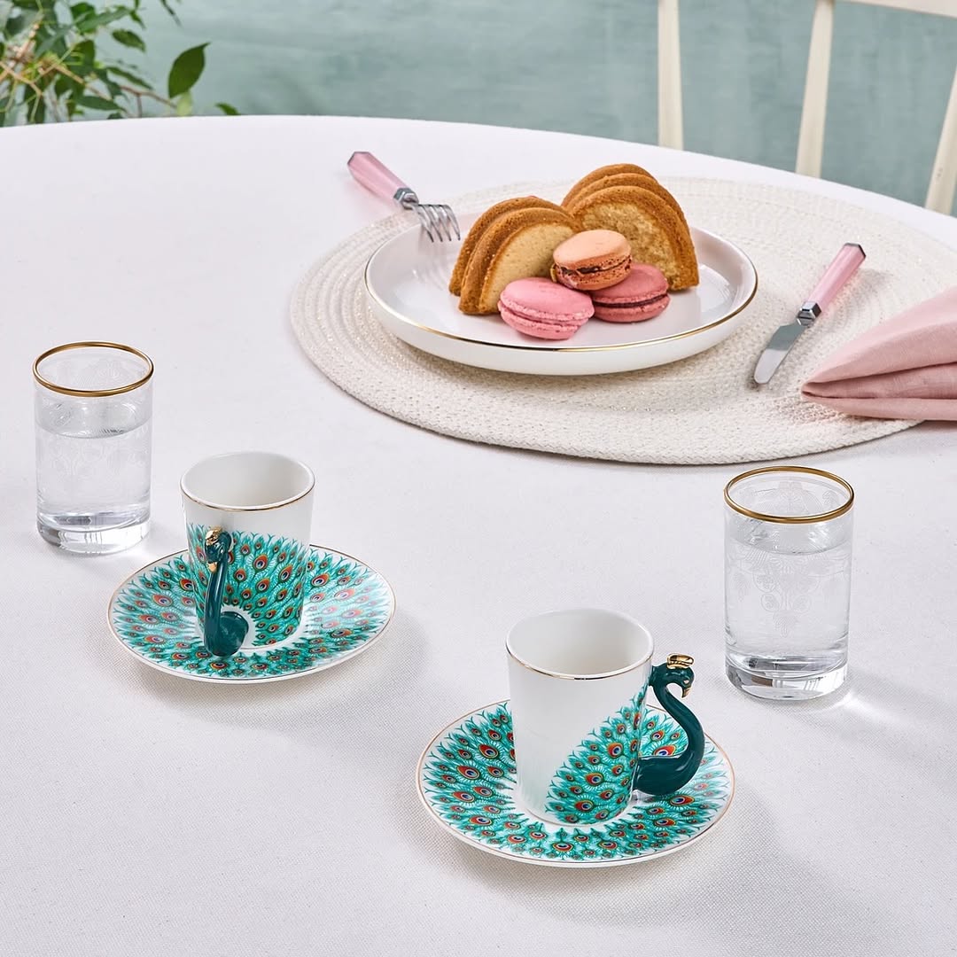 Classy Peacock Tea Set