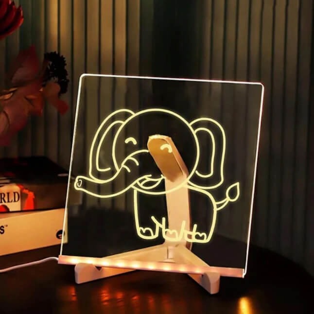 Glowing LED Writing and Doodle Board with Color Markers and Stand