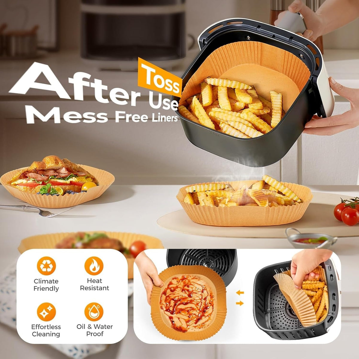 Air Fryer & Microwave Liners: Pack of 100Pcs