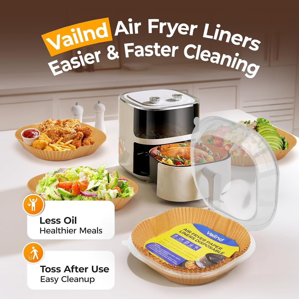 Air Fryer & Microwave Liners: Pack of 100Pcs