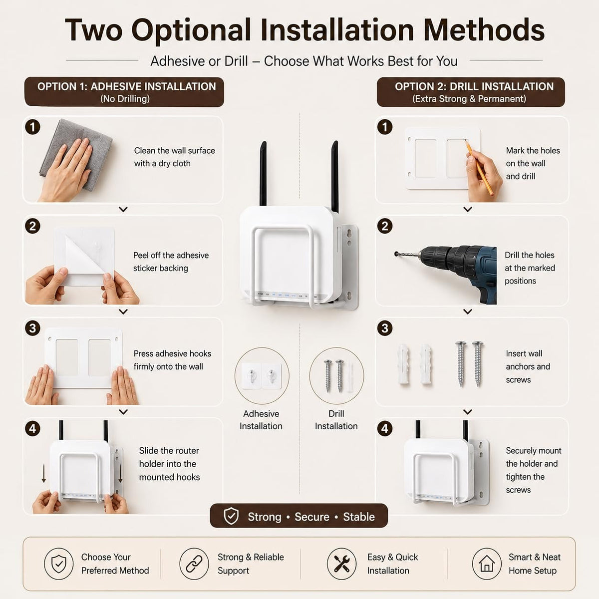 Metal Wall Mounted Shelf for WiFi Router & Modem