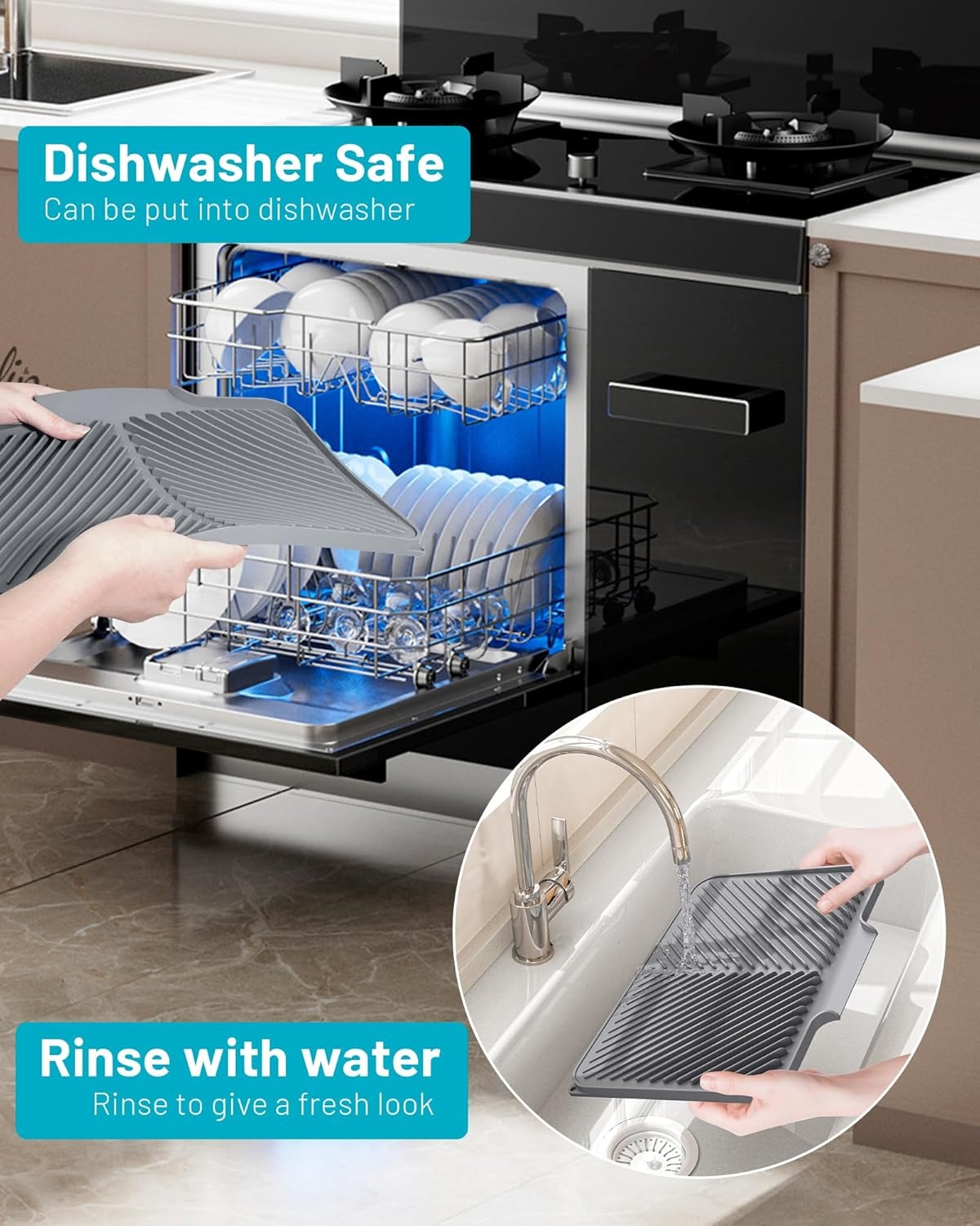 Kitchen Counter Dish Drying Mat